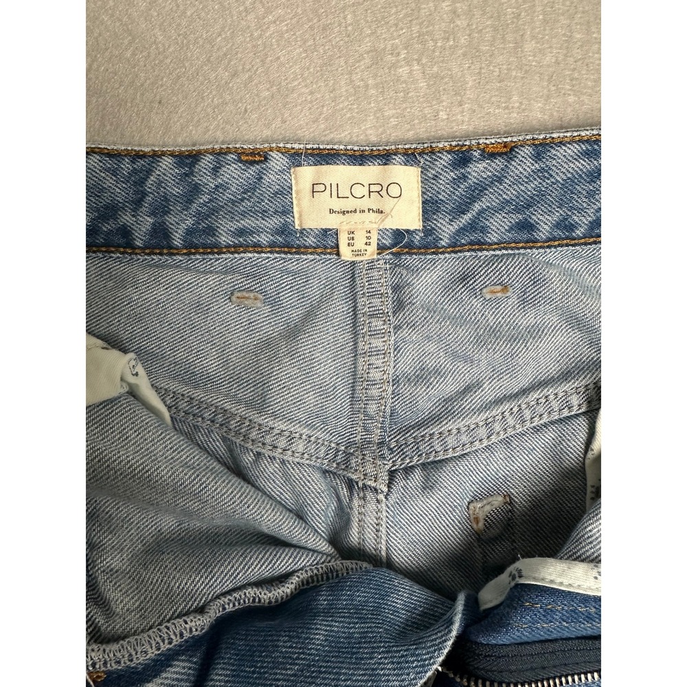 Pilcro Anthropologie Denim Maxi Skirt Light Wash Raw Hem Front Slit Size 10 - Picture 3 of 7